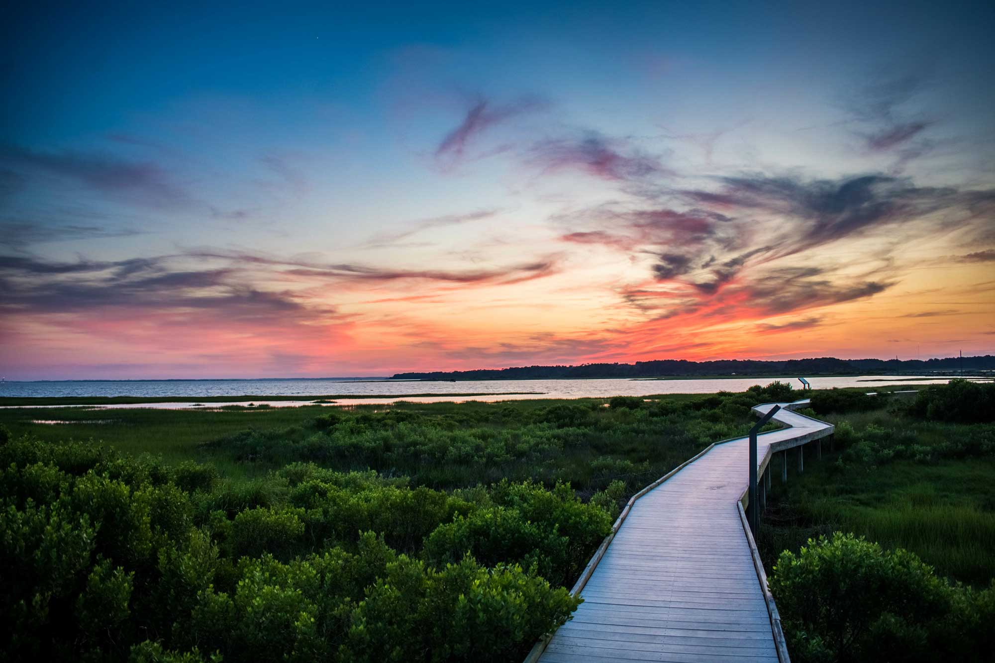 path into distance at sunset 